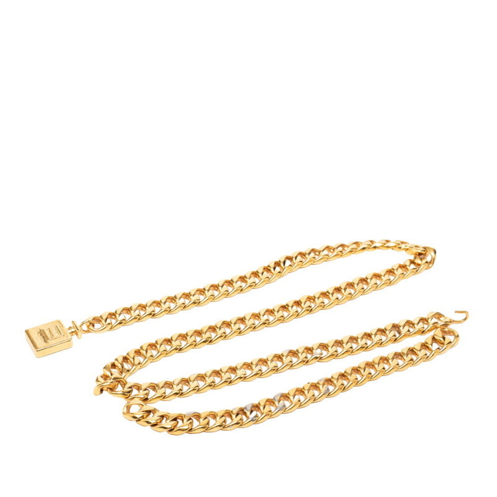 Chanel perfume motif chain belt, gold plated, women's.